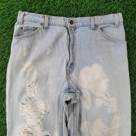 Vintage LEVIS Distressed Jeans 34x31 Baggy Light-Wash USA - Picture 13 of 16